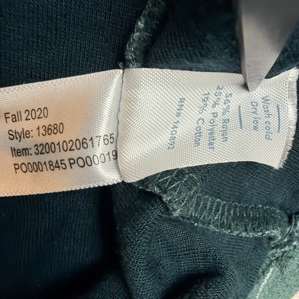 Marine Layer Double Knit Pullover Hoodie Size L Green White Striped Minimalist